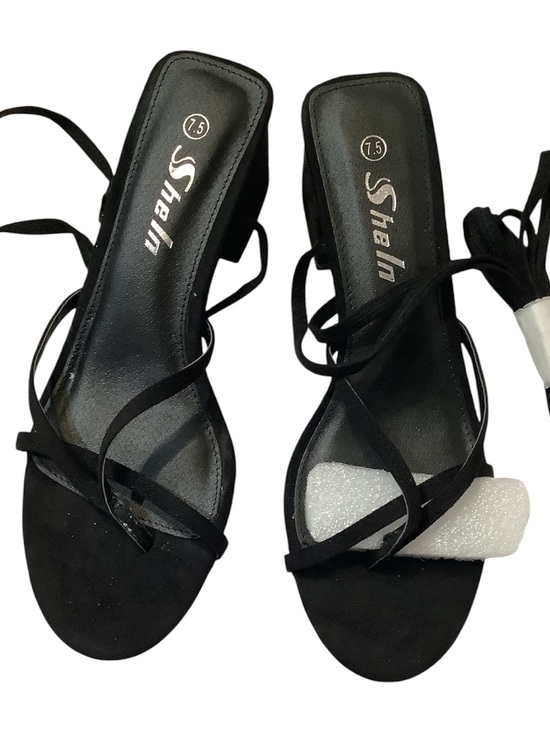 SHEIN Shoes - SHEIN Black Strappy Lace-Up Block Heel Sandals